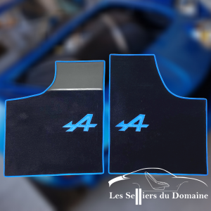 Renault Alpine A110 Berlinette set sur tapis sur-tapis Noir a bleu et tour bleu