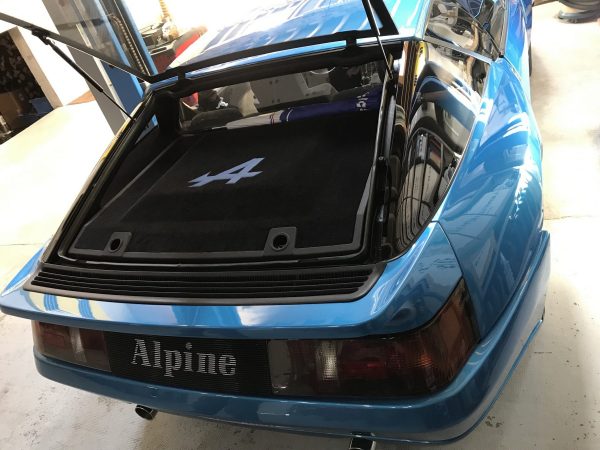 Renault Alpine Berlinette A310 V6GT engine hood resting on your blue black support