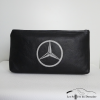 Pochette sportive en cuir noir broderie logo Mercedes