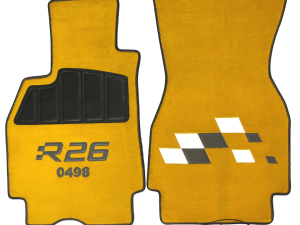 Sur Tapis Megane RS R26 Damiers moquette jaune sirius