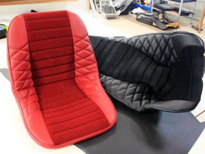 Renault Alpine seat cover velvet faux black leather red mod'plastia